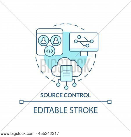 Source Control Turquoise Concept Icon. Tracking Code Changes. Programming Skill Abstract Idea Thin L