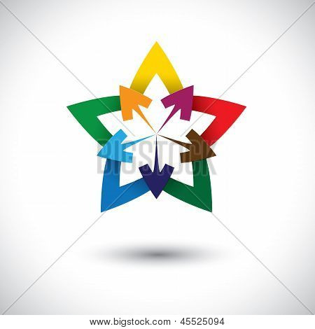Icono de flecha & estrella colorido abstracto o Vector símbolo gráfico