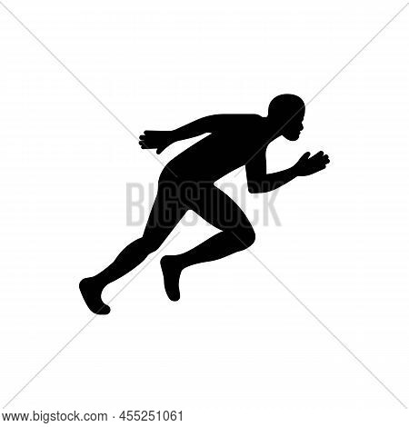 Realistic Running Man Solid Black Line Icon. Exit Symbol. Movement, Sport Concept. Trendy Flat Symbo