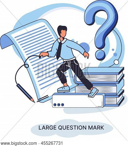Ladge Question Mark Metaphor. Problem And Solution Concept, Question Mark. Ask Questions And Receive