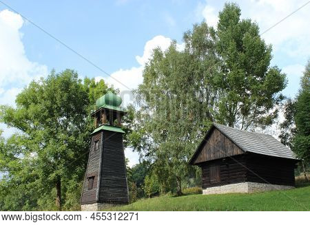 Wooden Buildings Example Of Folk Mountain Architecture.