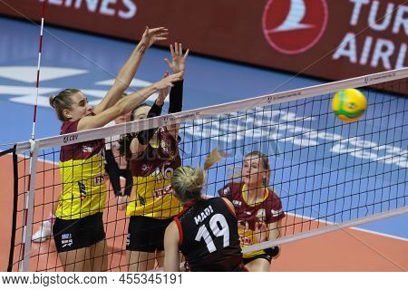 Istanbul, Turkey - December 21, 2021: Lucie Blazkova In Action During Turkish Airlines Vs Vk Dukla L