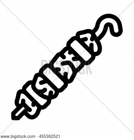 Shashlik Bbq Fried Meat Line Icon Vector. Shashlik Bbq Fried Meat Sign. Isolated Contour Symbol Blac