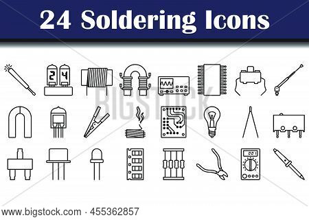 Soldering Icon Set. Bold Outline Design With Editable Stroke Width. Vector Illustration.