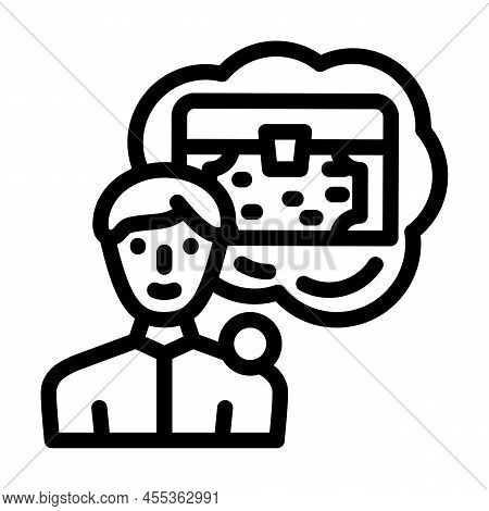 Thoughts Of Treasure Line Icon Vector. Thoughts Of Treasure Sign. Isolated Contour Symbol Black Illu