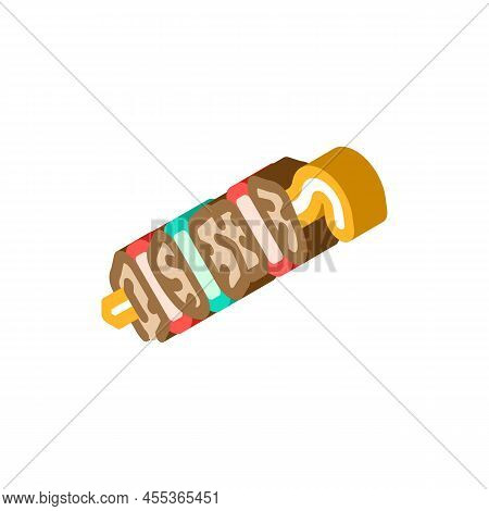 Shashlik Bbq Fried Meat Isometric Icon Vector. Shashlik Bbq Fried Meat Sign. Isolated Symbol Illustr