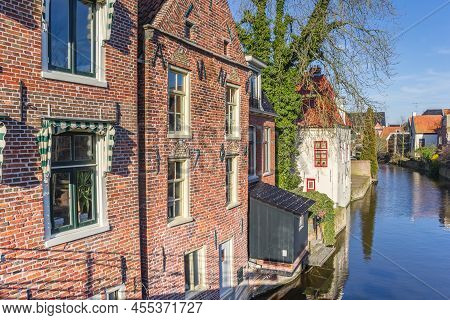 Historic Houses At The Damsterdiep River In Appingedam, Netherlands