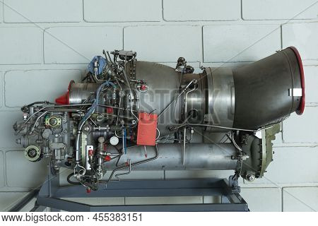 Bauru, Brazil. May 24, 2022: Helicopter Engine Isolated. Safran Arriel 1m Engine, Used In The As350 