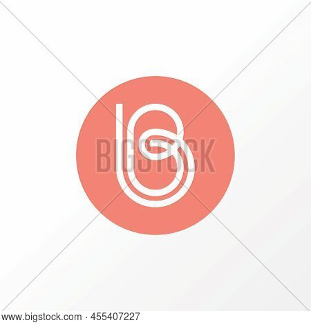 Simple And Unique Letter Or Word B Or Bb Line Art Out Font On Circle Block Image Graphic Icon Logo D