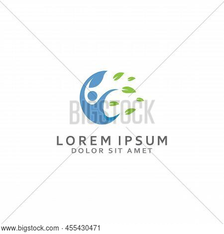 Human Nature Leaf Logo. Leaf And Human Combination Logo With Template Illustration Vector Concept.