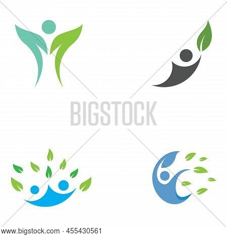 Human Nature Leaf Logo. Leaf And Human Combination Logo With Template Illustration Vector Concept.