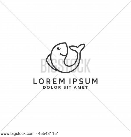 Fish Logo, Fishinghook, Fish Oil And Seafood Restaurant Icon. With Vector Icon Concept Design Illust