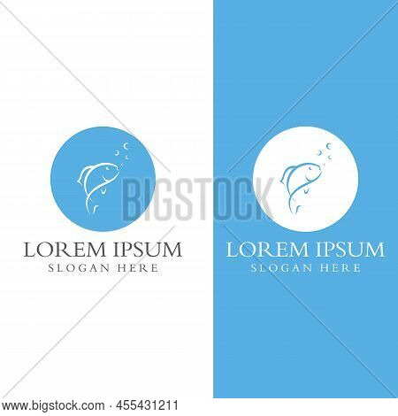 Fish Logo, Fishinghook, Fish Oil And Seafood Restaurant Icon. With Vector Icon Concept Design Illust