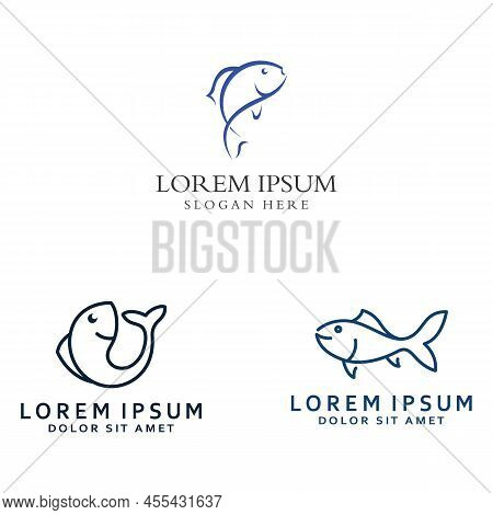 Fish Logo, Fishinghook, Fish Oil And Seafood Restaurant Icon. With Vector Icon Concept Design Illust