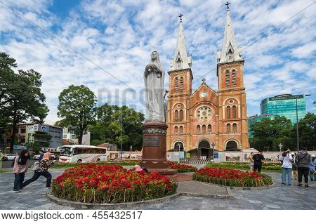 Ho Chi Minh, Vietnam - 18 February, 2020: Notre-dame Cathedral Basilica Of Saigon, Officially Cathed