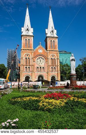 Ho Chi Minh, Vietnam - 18 February, 2020: Notre-dame Cathedral Basilica Of Saigon, Officially Cathed