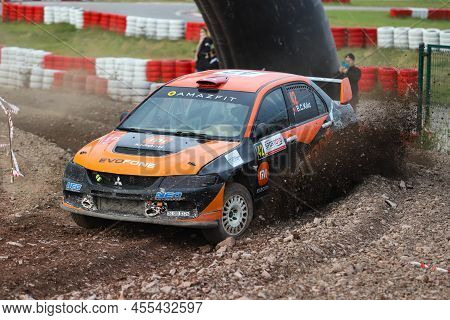 Kocaeli, Turkey - December 26, 2021: Bugra Can Kilic Drives Mitsubishi Lancer Evo Ix Of Evofone Rall