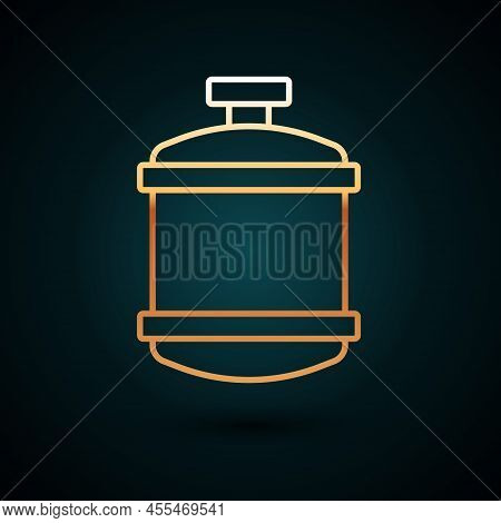 Gold Line Propane Gas Tank Icon Isolated On Dark Blue Background. Flammable Gas Tank Icon. Vector