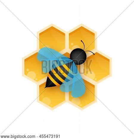 Hexagon Natural Honey Struct. Bee Honeycomb. Insects And Honey. Vector Illustration.