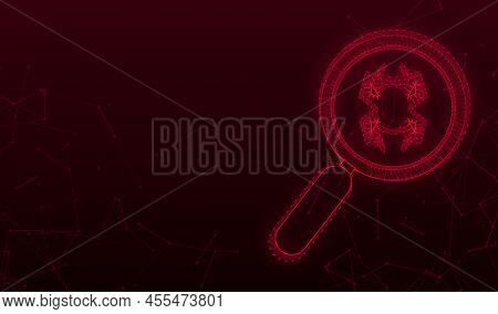 Search Virus Computer In Flat Style. Protection Symbol. Internet Technology. Data Protection. Vector