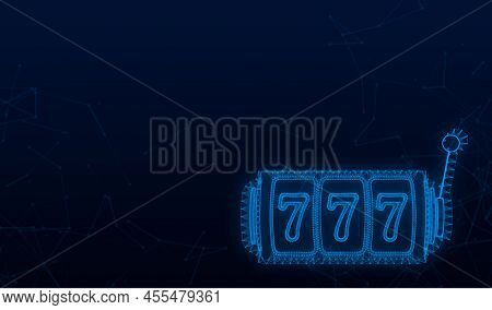 Retro Banner For Game Background Design. Winner Banner. Slot Machine With Lucky Sevens Jackpot. Vect