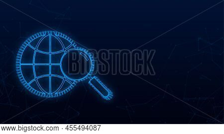 Global Search. Research The Planet. World Map. Vector Stock Illustration