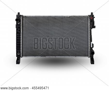 Car Radiator Heater Isolated On White Background. Spare Cooling System Of Internal Combustion Engine