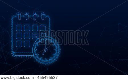Calendar And Clock Line Icon. Schedule Concepts. Modern Flat Design Graphic Elements. Vector Stock I
