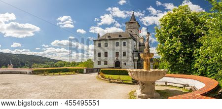 Rozmberk Nad Vltavou, Czech Republic - 05 22 2022: Rozmberk Castle - Rosenberg Castle In South Bohem