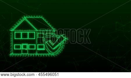 Home Insurance Policy Services. Home Safety Security Plexus Icon. Vector Stock Illustration.