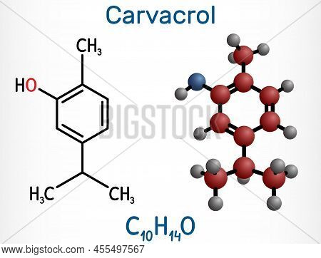 Carvacrol, Cymophenol Molecule. It Is Natural Monoterpene Derivative Of Cymene, Inhibitor Of Bacteri