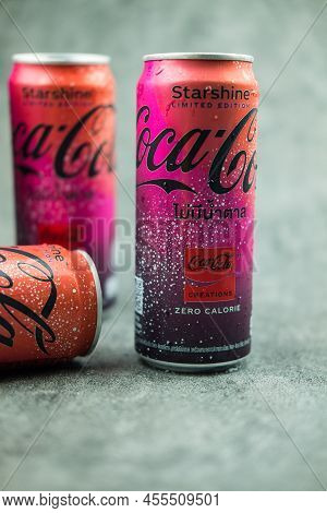 Samut Prakan, Thailand - May 30, 2022 : Coca-cola Starshine, Limited Edition, Experience A Great Coc