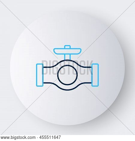 Line Oil Pipe With Valve Icon Isolated On White Background. Colorful Outline Concept. Vector