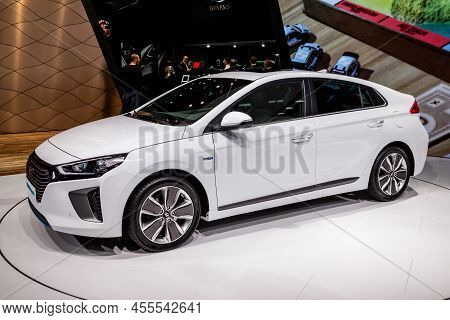 Hyundai Ioniq Car Showcased At The Geneva International Motor Show. Switzerland - March 2, 2016.