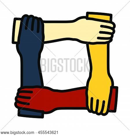 Icon Of Crossed Hands. Editable Bold Outline With Color Fill Design. Vector Illustration.