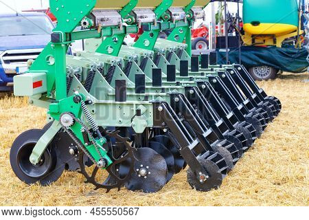 A Fragment Of The Wheelbase Of A Multi-row Seeder With Loosening Knives Used As A Trailer To A Tract