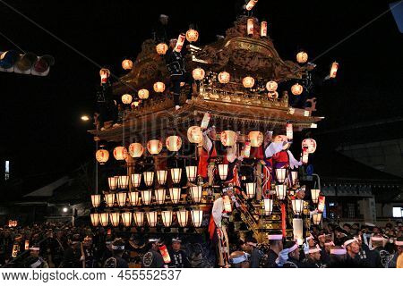 Chichibu, Japan - December 3, 2016: Parade Lantern Float Event At Chichibu Night Festival In Japan. 