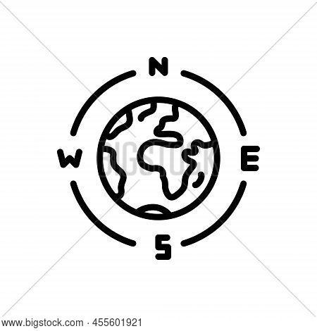 Black Line Icon For Latitude Parallel Angle Global Graticule Meridians Navigation