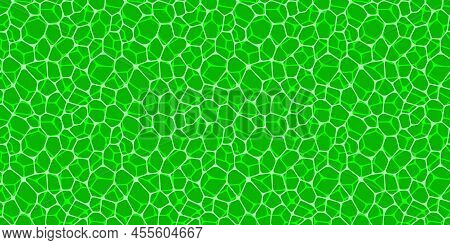 Green Cells Net Seamless Pattern. Leaf Vector Template Background. Cellular Structure Repeated Textu