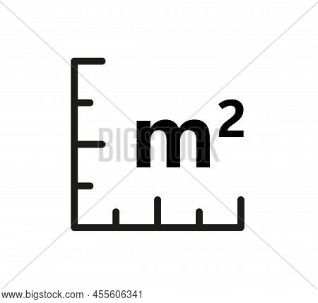 Square Meter Icon. M2 Sign. Flat Area In Square Metres . Measuring Land Area Icon. Place Dimension P