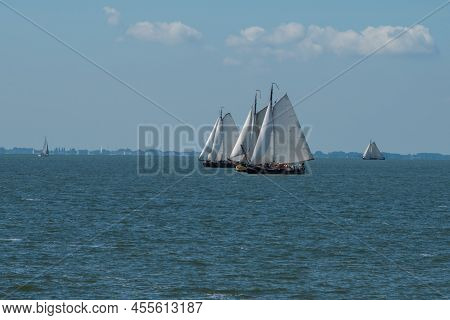 Oosterleek, Netherlands, Traditional Sailing Ships On The Markermeer.