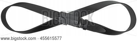 Infinity Sign Shaped Belt Isolated On Transparent Background. Mens Closing Accessory