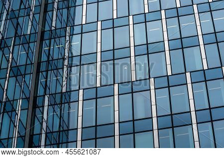 Schaerbeek, Brussels Capital Region - Belgium - 02 20 2020 Reflecting Patterns Of The Blue Office Wi