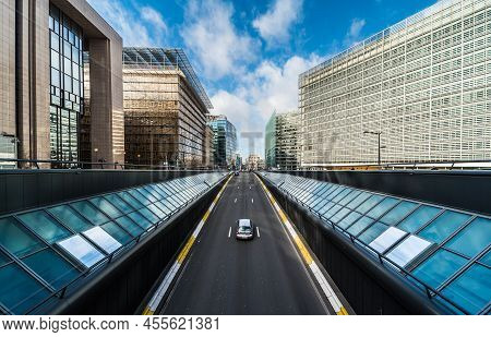 Brussels European District, Brussels Capital Region - Belgium - 02 17 2020 View Over The Traffic Tun