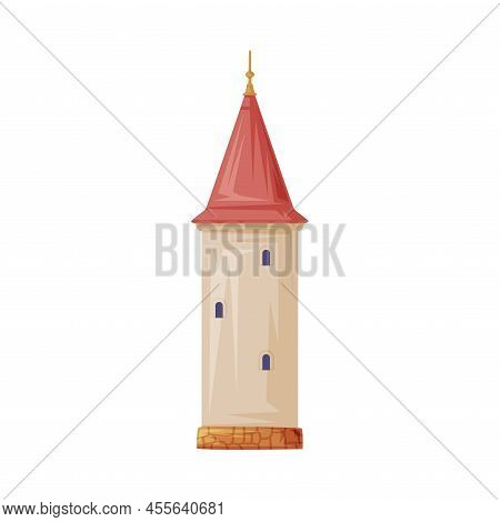 Stone Medieval Tower As Romania Traditional Symbol And Object Vector Illustration