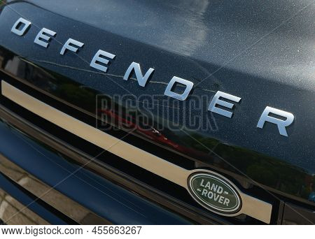 Bucharest, Romania - May 20, 2022: A Land Rover Defender Plug-in Hybrid Car. This Image Is For Edito