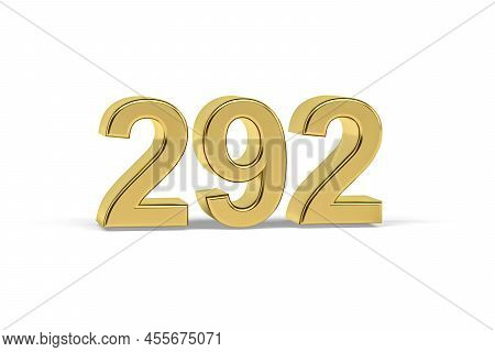 Golden 3d Number 292 - Year 292 Isolated On White Background - 3d Render