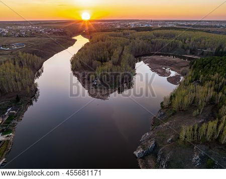 Confluence Of The Iset And Kamenka Rivers In The City Kamensk-uralskiy. Iset And Kamenka Rivers, Kam