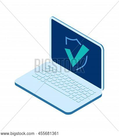 Open Laptop Icon, Cartoon Vector Illustration Isolated