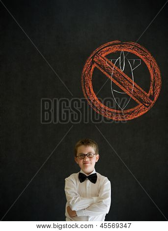 Thinking Boy Business Man With  No Bombs War Pacifist Sign